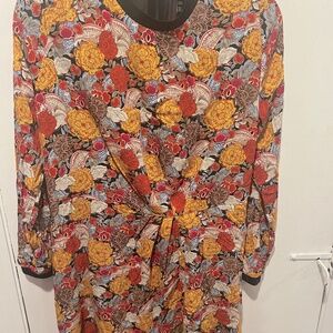 Zara TRF red and yellow floral print mini dress, NWT, size L